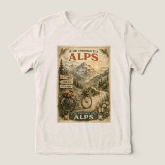 T-shirt En Tri-matière Parcourir les Alpes Voyage à Vélo Vintage