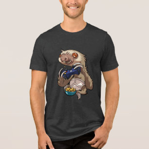 T-shirt En Tri-matière Paresseux de gamer drôle jouant à des jeux de cons