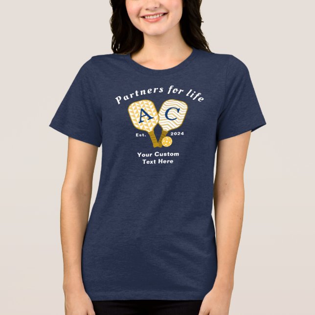 T-shirt En Tri-matière Partenaires Monogrammes personnalisés Pickleball (Recto)