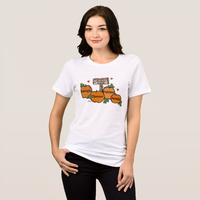 T-shirt En Tri-matière Patch de grand-mère avec quatre Citrouilles (Recto plein)