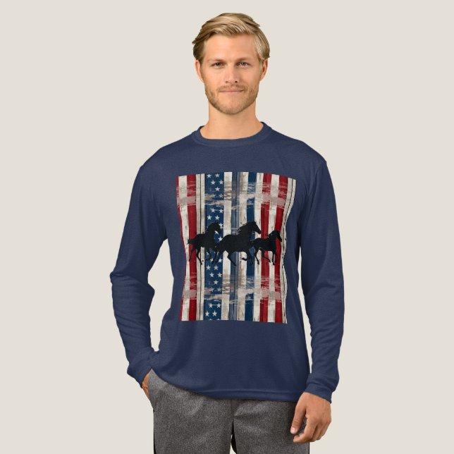 T-shirt En Tri-matière Patriotic Horses  (Recto complet)