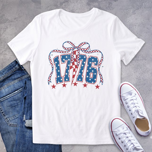 T-shirt En Tri-matière Patriotique 1776 Stars Stripes Coquette Bow (Créateur téléchargé)
