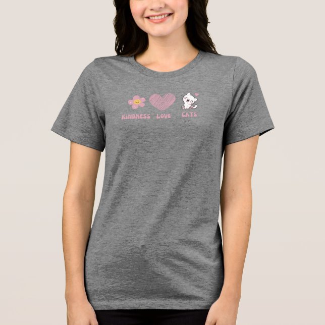 T-shirt En Tri-matière Peace, Love and Cats Doodles  (Recto)