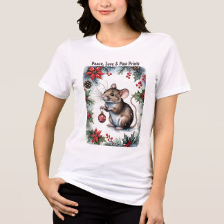 T-shirt En Tri-matière Peace Love And Paw Prints Christmas Mouse