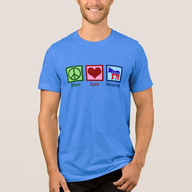 T-shirt En Tri-matière Peace Love Democrat Cute Blue Donkey (Recto)