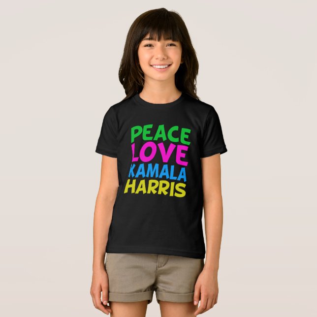 T-shirt En Tri-matière Peace Love Kamala Harris Cute Kids (Recto plein)