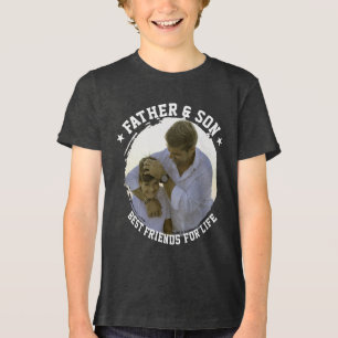 T-shirt En Tri-matière Père & Fils Photo personnalisée Meilleure Fête des