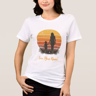 T-shirt En Tri-matière Personalized Mother and Child Sunset Silhouette