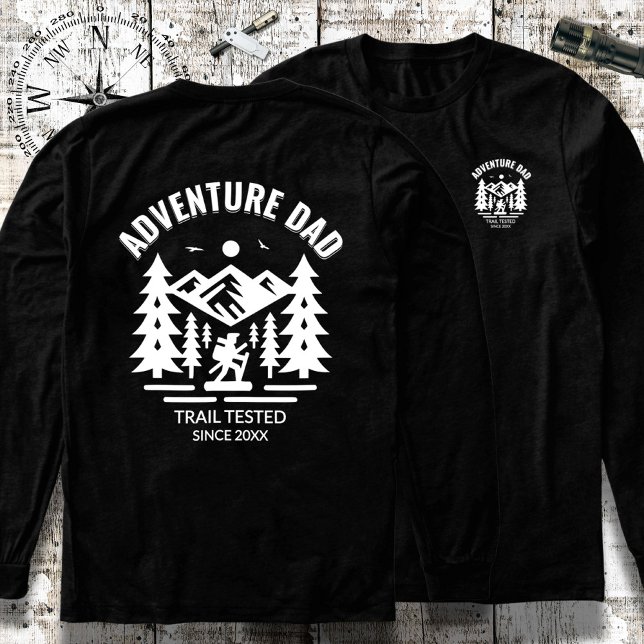 T-shirt En Tri-matière Personnalisable Black White Aventure Papa Long Man (Créateur téléchargé)