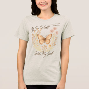 T-shirt En Tri-matière Personnalisé "C'Est Bien Avec Mon Âme" Boho Papill