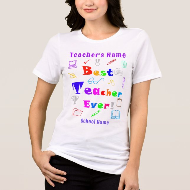 T-shirt En Tri-matière Personnalisé "Meilleur enseignant jamais, amusant  (Recto)