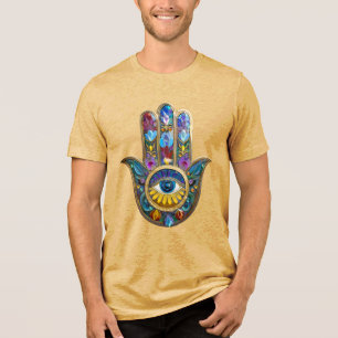 T-shirt En Tri-matière Pétales Colorés Feuilles Hamsa Saphir Troisième Œi