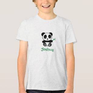 T-shirt En Tri-matière Petit Panda mignonne avec bâton en bambou
