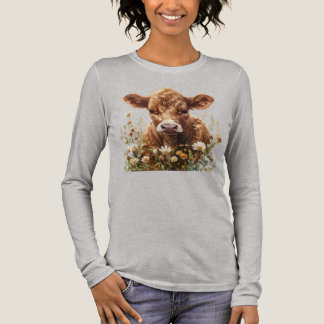 T-shirt En Tri-matière Petite vache de hautes terres au cottage fleuri da