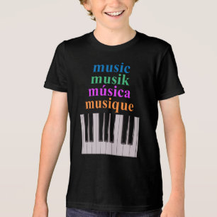 T-shirt En Tri-matière Piano Keyboard Music Texte en plusieurs langues