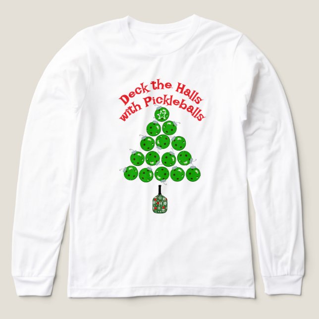 T-shirt En Tri-matière Pickleball Christmas Tree Deck the Halls (Motif recto)
