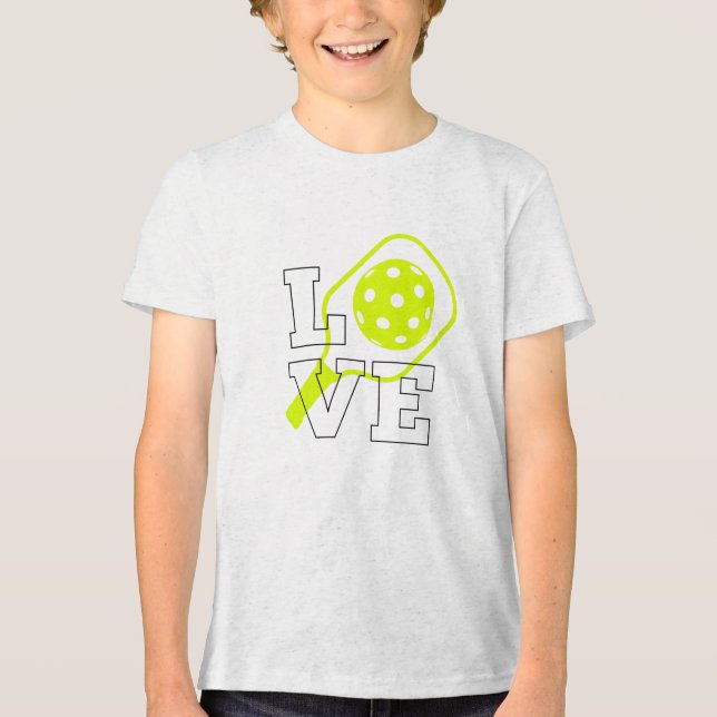 T-shirt En Tri-matière Pickleball Love - Neon Paddle et Ball Design (Recto)