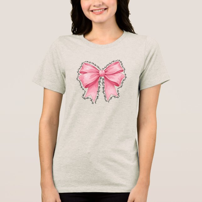 T-shirt En Tri-matière Pink Bow T-Shirt • Elegant Thanksgiving Outfit (Recto)