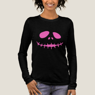 T-shirt En Tri-matière Pink Skeleton Face Halloween Long Sleeve Shirt