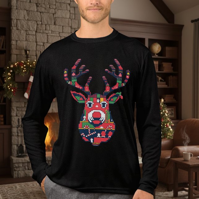 T-shirt En Tri-matière Pixel Reindeer Ugly Sweater Christmas Shirt (Créateur téléchargé)