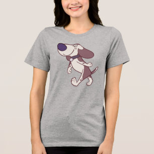 T-shirt En Tri-matière Plaisir Brown Et Crème Cartoon Chien Marche