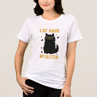 T-shirt En Tri-matière Poils De Chat Mon Paillettes Drôle Chat