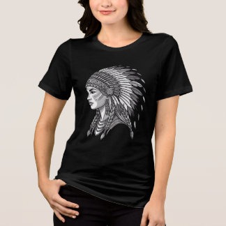 T-shirt En Tri-matière Portrait de coiffure traditionnelle autochtone