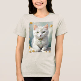 T-shirt En Tri-matière Portrait d'un chat mignon avec bijoux.