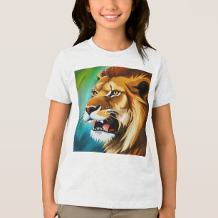 T-shirt En Tri-matière Portrait Posé côté Lion rugissant-57566