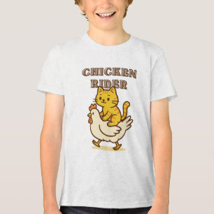 T-shirt En Tri-matière Poulet - Drôle Chat Riding Poulet Dessin