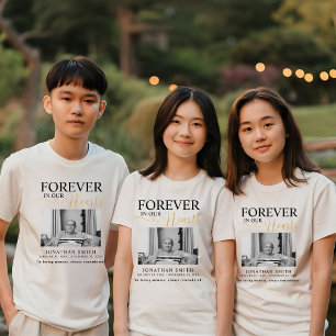 T-shirt En Tri-matière Pour toujours dans nos coeurs Funérailles Photo Me