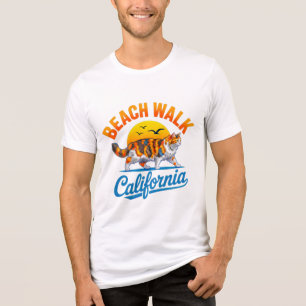 T-shirt En Tri-matière Promenade de chat d'été sur la plage - Joli chat a