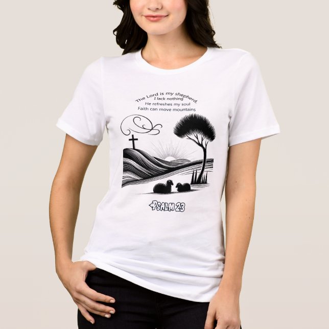 T-shirt En Tri-matière Psaume 23 Conception de grâce du berger (Recto)