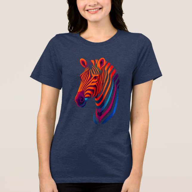 T-shirt En Tri-matière Rainbow Zebra Head – Surreal Neon Animal (Recto)