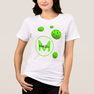 T-shirt En Tri-matière Raquette de Pickleball Sportive de Nom Initial Ver