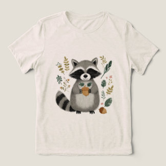 T-shirt En Tri-matière Raton laveur mignon tenant un gland