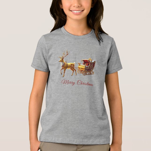 T-shirt En Tri-matière Reindeer Christmas Sleigh Holiday (Recto)