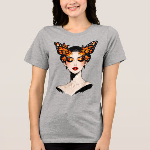 T-shirt En Tri-matière Reine Papillon Design Artistique Féminin