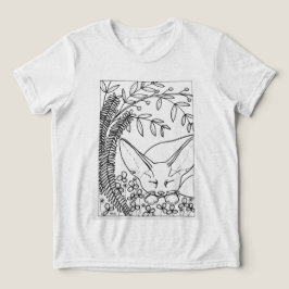 T-shirt En Tri-matière Renard fennic dormant avec des fleurs