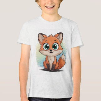T-shirt En Tri-matière Renard mignon Cartoon | Illustration d'animaux mig