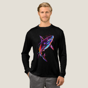 T-shirt En Tri-matière Requin Néon Vibrant Océan Digital Moderne