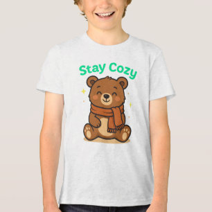 T-shirt En Tri-matière Restez Cosy Cute Bear Illustration hivernale