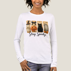 T-shirt En Tri-matière "Restez Éffrayant" Halloween pinceau chat Chat fem