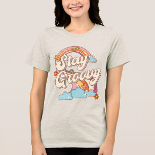 T-shirt En Tri-matière Restez Super Retro Fleurs Arc-en-ciel Typographie