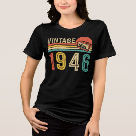 T-shirt En Tri-matière Retro 1946 Birthday Music Cassette Tape Bday