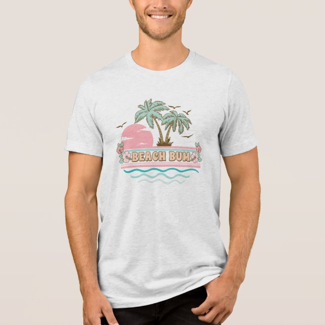 T-shirt En Tri-matière Retro Beach Bum Thème Tropical Palmiers (Recto)