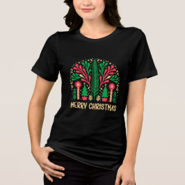 T-shirt En Tri-matière Retro Candle and Tree Holiday Art