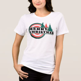 T-shirt En Tri-matière Retro Joyeux Arbres de Noël Vacances d'hiver
