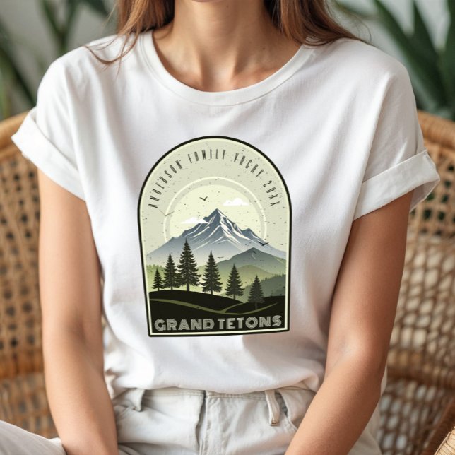 T-shirt En Tri-matière Retro Mountain Family Vacation Green ID1136 (Créateur téléchargé)