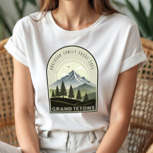 T-shirt En Tri-matière Retro Mountain Vacances en Famille Vert ID1136